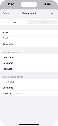 Press Password and key in the password for your email account. Press Password and key in the password for your email account.