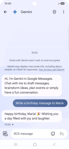 The text suggestion from Gemini is displayed. The text suggestion from Gemini is displayed.