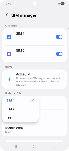 Press the required setting. Press the required setting.