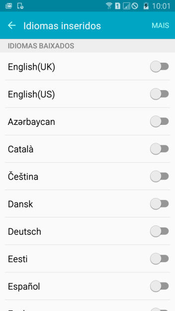 Pressione o idioma desejado para adicioná-lo. Pressione o idioma desejado para adicioná-lo.