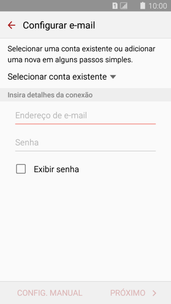 Pressione Endereço de e-mail, e digite o endereço de e-mail. Pressione Endereço de e-mail, e digite o endereço de e-mail.