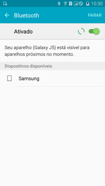Pressione o dispositivo Bluetooth desejado, e siga as instruções da tela para conectar o dispositivo ao seu celular. Pressione o dispositivo Bluetooth desejado, e siga as instruções da tela para conectar o dispositivo ao seu celular.