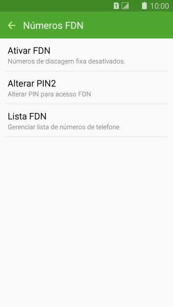 Pressione Ativar FDN para ativar a os números de discagem fixa. Pressione Ativar FDN para ativar a os números de discagem fixa.