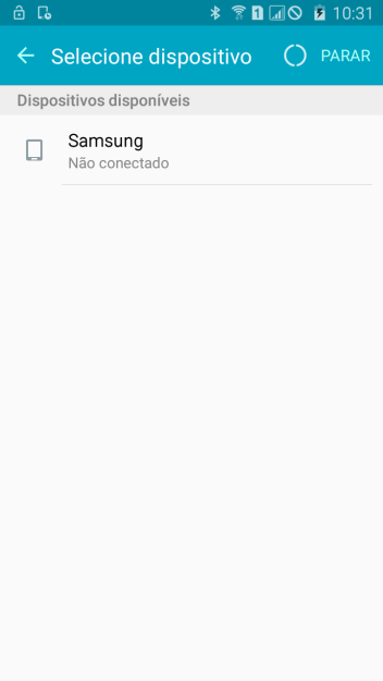 Pressione o dispositivo Bluetooth desejado, e aguarde um instante enquanto o arquivo é transferido. Pressione o dispositivo Bluetooth desejado, e aguarde um instante enquanto o arquivo é transferido.
