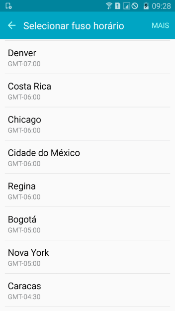 Pressione o fuso horário desejado. Pressione o fuso horário desejado.