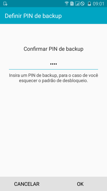 Digite o código PIN novamente e pressione OK. Digite o código PIN novamente e pressione OK.