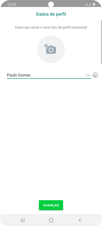 Digite o nome do usuário, e pressione AVANÇAR. Digite o nome do usuário, e pressione AVANÇAR.