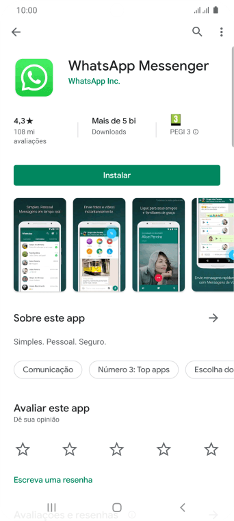 Pressione Instalar, e siga as indicações da tela para instalar o app. Pressione Instalar, e siga as indicações da tela para instalar o app.