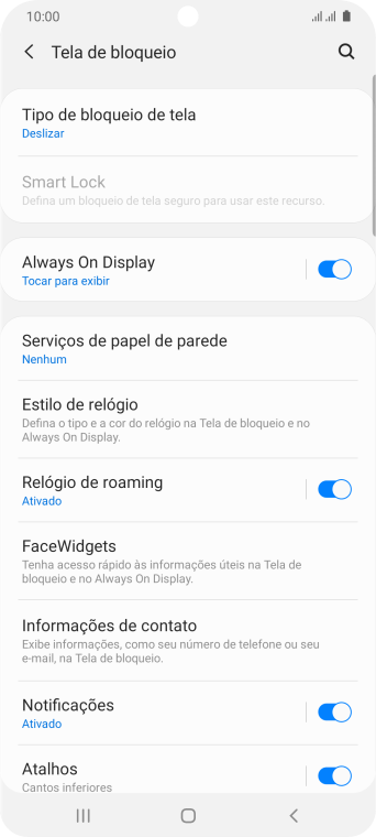 Pressione Tipo de bloqueio de tela. Pressione Tipo de bloqueio de tela.