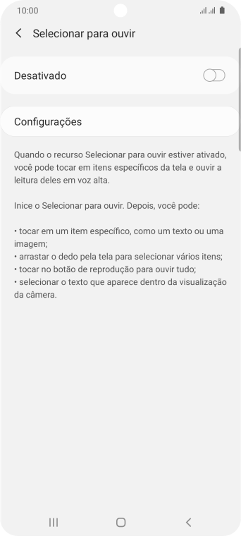Pressione o indicador para ativar a função. Pressione o indicador para ativar a função.