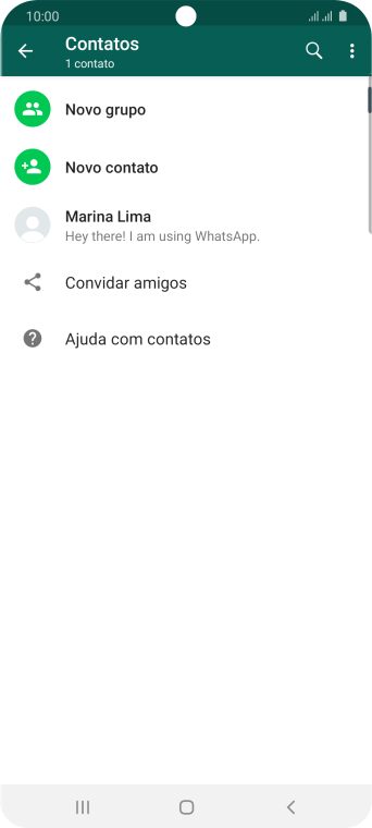 Pressione o ícone de busca, e digite as primeiras letras do nome do contato. Pressione o ícone de busca, e digite as primeiras letras do nome do contato.