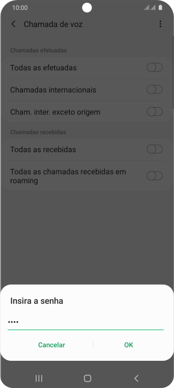 Digite sua senha de bloqueio, e pressione OK. Digite sua senha de bloqueio, e pressione OK.
