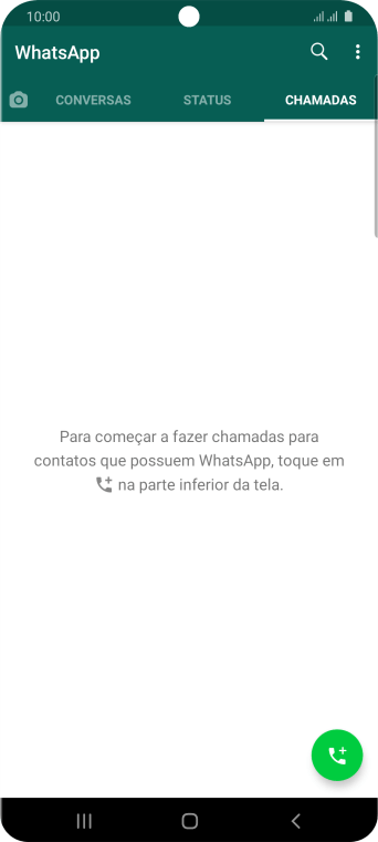 Pressione o ícone de nova chamada. Pressione o ícone de nova chamada.