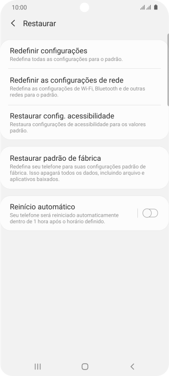 Pressione Restaurar padrão de fábrica. Pressione Restaurar padrão de fábrica.