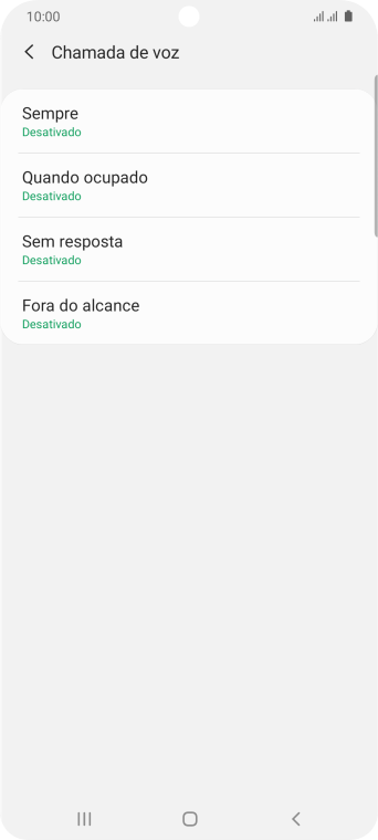 Pressione o tipo de encaminhamento desejado. Pressione o tipo de encaminhamento desejado.