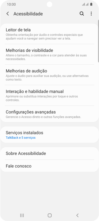 Pressione Serviços instalados. Pressione Serviços instalados.