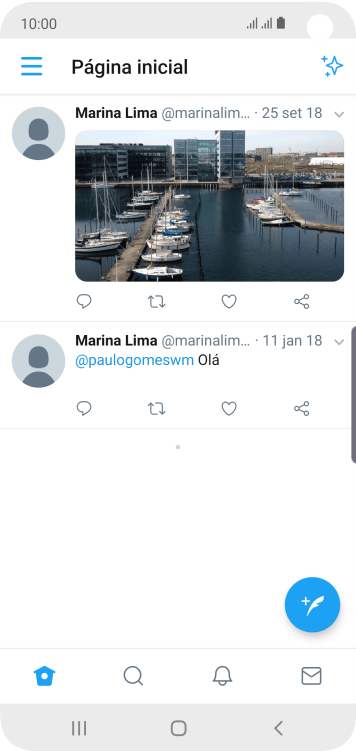 Pressione o ícone de novo tweet. Pressione o ícone de novo tweet.