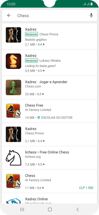 Pressione o app desejado. Pressione o app desejado.