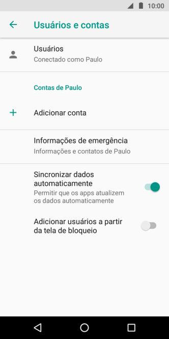 Pressione Adicionar conta. Pressione Adicionar conta.