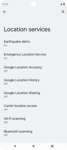 Press Google Location Accuracy. Press Google Location Accuracy.