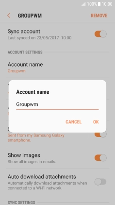 Key in the required name for the email account and press OK. Key in the required name for the email account and press OK.