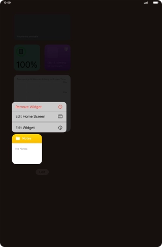 Press the required widget. Press the required widget.