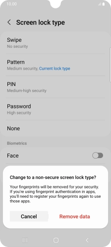 Press Remove data. Press Remove data.