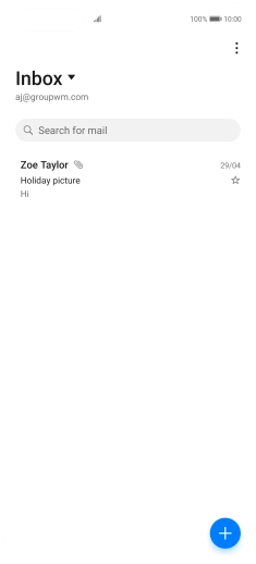 Press the email account drop down list. Press the email account drop down list.