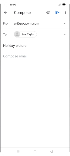 Press the text input field and write the text for your email. Press the text input field and write the text for your email.