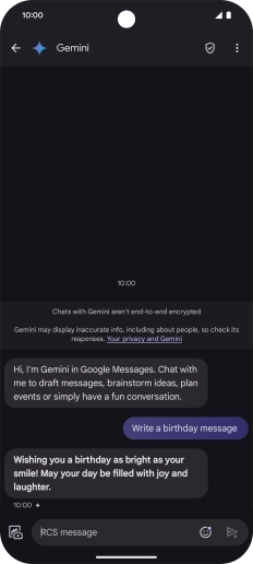 The text suggestion from Gemini is displayed. The text suggestion from Gemini is displayed.