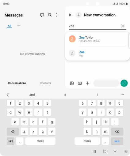 Press the required contact. Press the required contact.