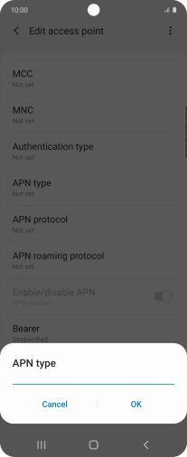 Key in default and press OK. Key in default and press OK.