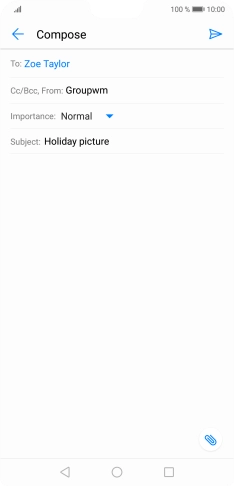 Press the text input field and write the text for your email message. Press the text input field and write the text for your email message.