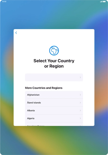 Press the required country or area. Press the required country or area.