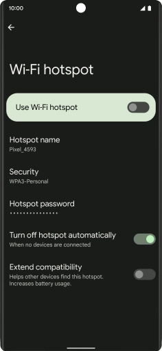 Press Hotspot password and key in the required password. Press Hotspot password and key in the required password.