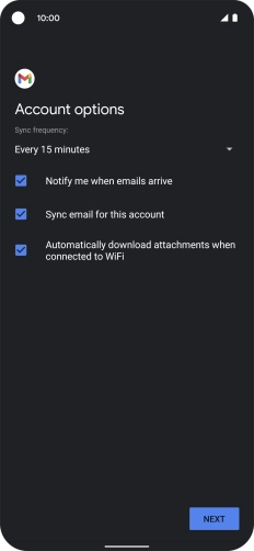 If this screen is displayed, you email account has been recognised and set up automatically. Follow the instructions on the screen to key in more information and finish setting up your phone. If this screen is displayed, you email account has been recognised and set up automatically. Follow the instructions on the screen to key in more information and finish setting up your phone.