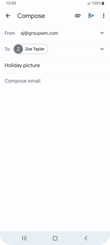 Press the text input field and write the text for your email. Press the text input field and write the text for your email.