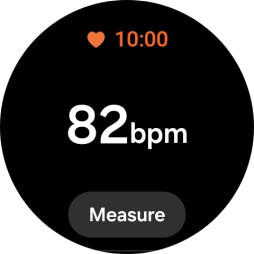 Press Measure and wait while the smartwatch measures your heart rate. Press Measure and wait while the smartwatch measures your heart rate.