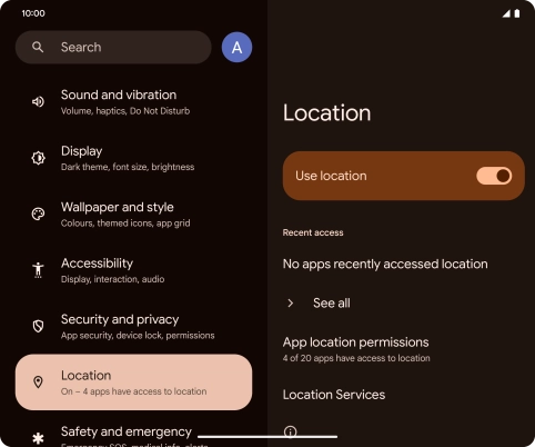 Press App location permissions. Press App location permissions.