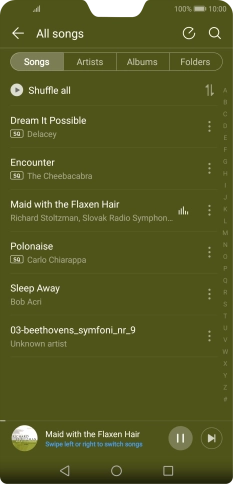 Press the song title at the bottom of the screen. Press the song title at the bottom of the screen.