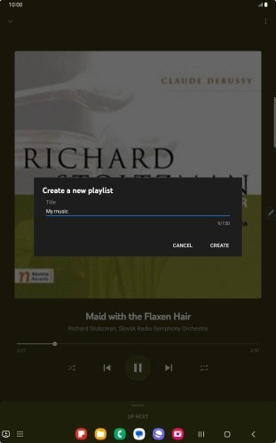 Key in a name for the playlist and press CREATE. Key in a name for the playlist and press CREATE.