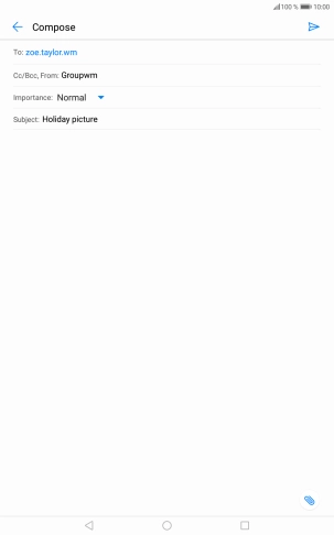 Press the text input field and write the text for your email. Press the text input field and write the text for your email.