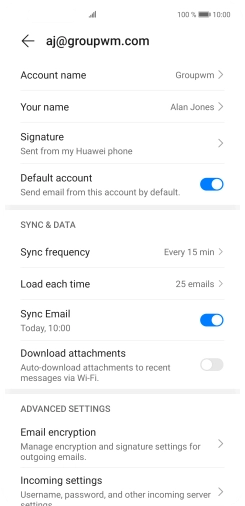 Press Account name and key in the required name. Press Account name and key in the required name.