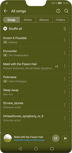 Press the song title at the bottom of the screen. Press the song title at the bottom of the screen.