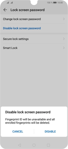 Key in the current phone lock code and press DISABLE. Key in the current phone lock code and press DISABLE.