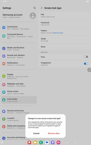 Press Remove data. Press Remove data.