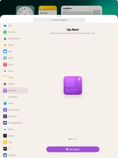 Press Add Widget. Press Add Widget.