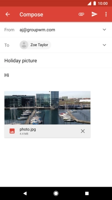 Press the send icon when you've finished your email message. Press the send icon when you've finished your email message.