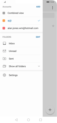 Press the required email account. Press the required email account.