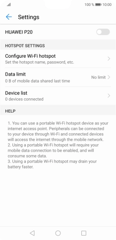 Press Configure Wi-Fi hotspot. Press Configure Wi-Fi hotspot.
